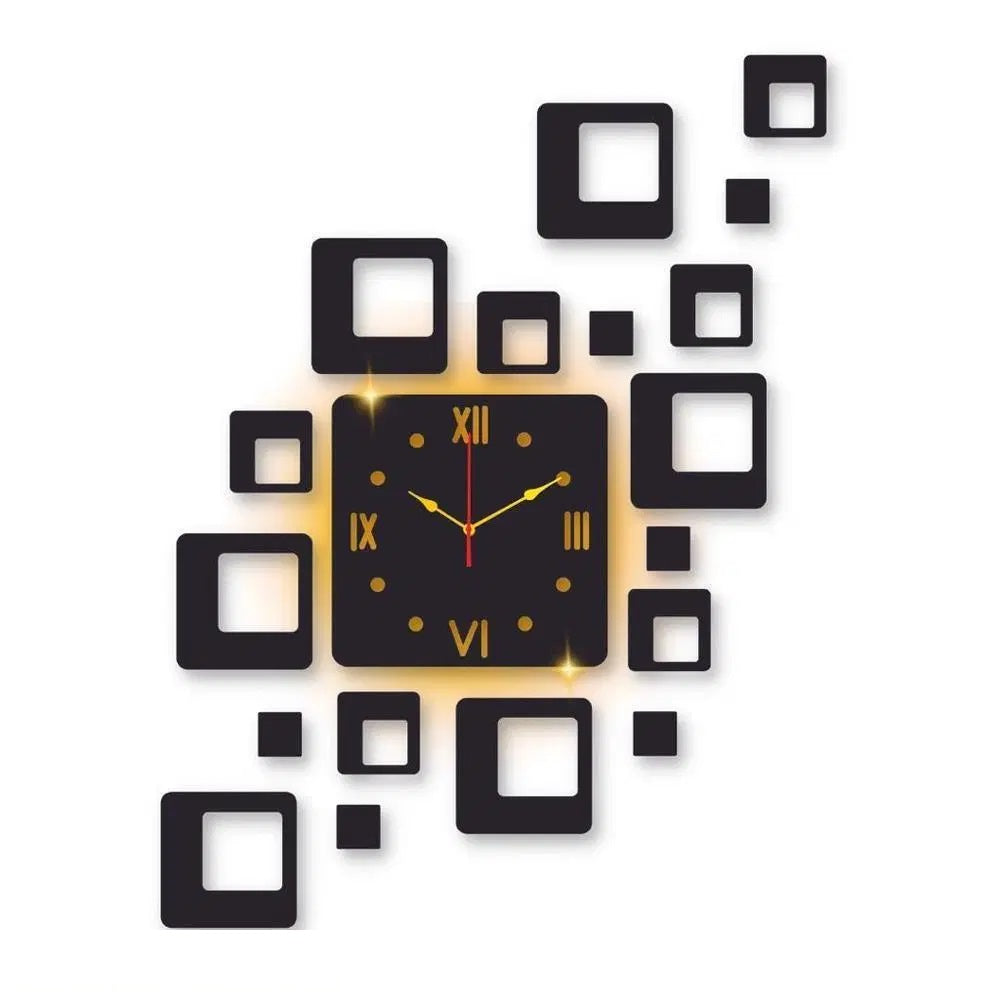 Square Design Laminated Wall Clock With Backlight