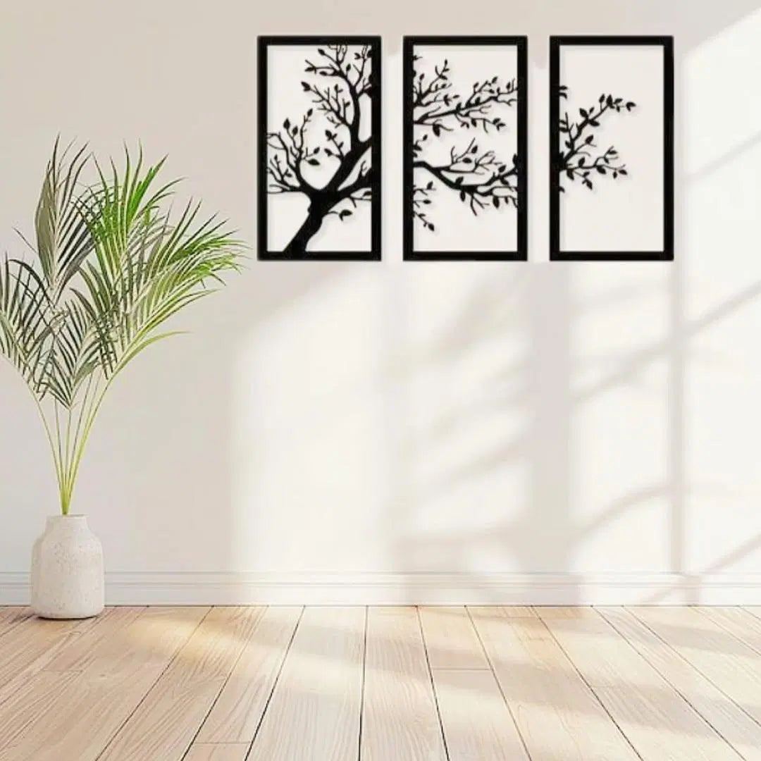 Unique Tree Design Wooden Wall Décor - Pack Of 3